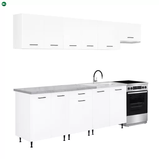 Primo 280 konyhabútor fehér, chromix munkalappal