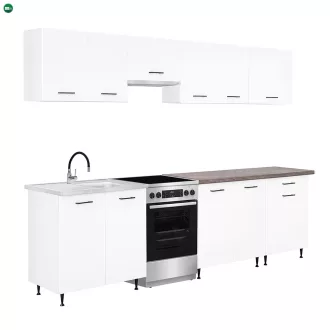 Primo 280 konyhabútor fehér, rauna szil munkalappal