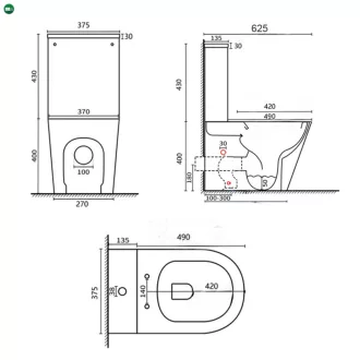   Paulo rimless WC kombi alsó/hátsó kifolyással soft close ülőkével