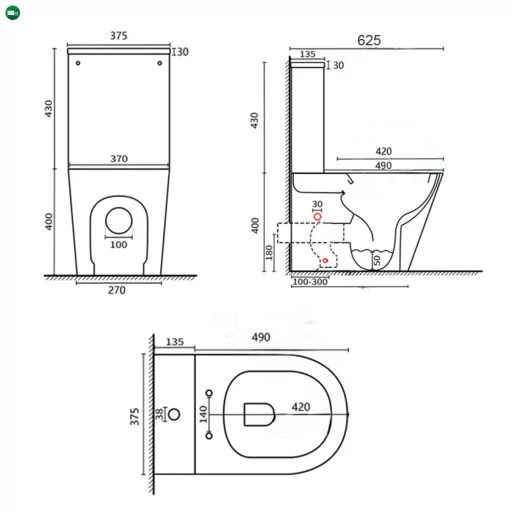 Paulo rimless WC kombi alsó/hátsó kifolyással soft close ülőkével