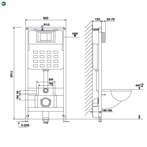 Roya Tina 82W falba építhető WC tartály szett