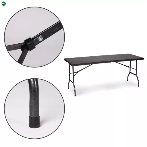 Rattan hatású összecsukható kerti asztal