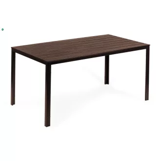 6 személyes kerti asztal 156x78 cm polywood barna