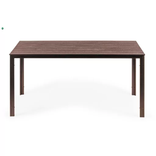 6 személyes kerti asztal 156x78 cm polywood barna
