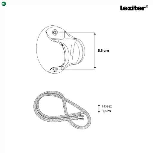 Lili 5 funkciós kézizuhany tömlővel tartóval króm