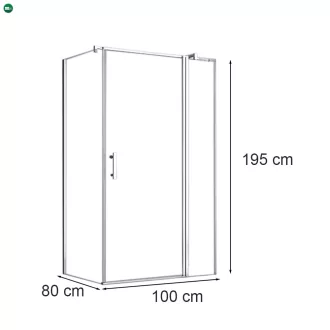   Simple 80x100 cm nyílóajtós aszimmetrikus zuhanykabin zuhanytálca nélkül