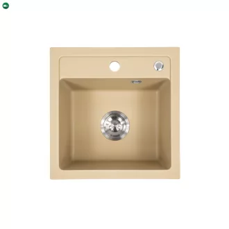   Nia szögletes egy medencés gránit mosogató szifonnal bézs