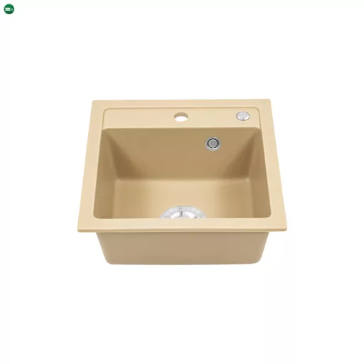 Nia szögletes egy medencés gránit mosogató szifonnal bézs