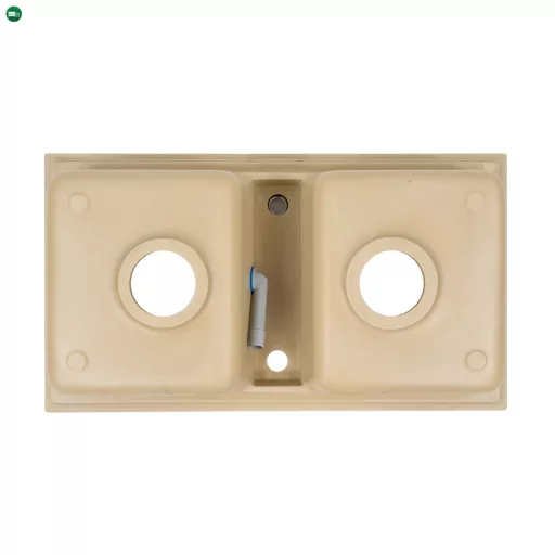 Tia szögletes két medencés gránit mosogató szifonnal bézs