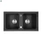 Tia szögletes két medencés gránit mosogató szifonnal fekete