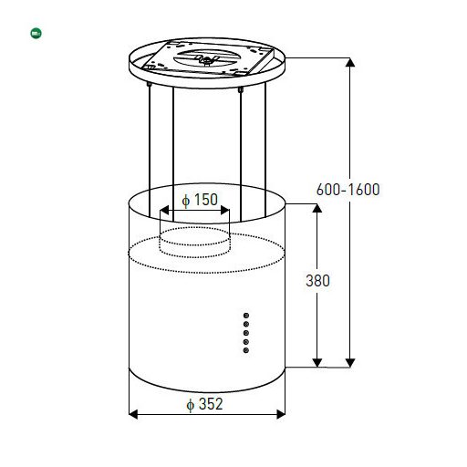 Tango Függesztett konyhai páraelszívó 190 W