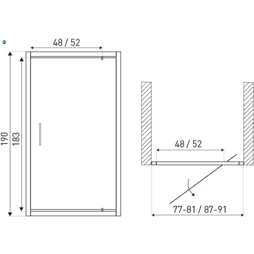 Tomar Dr 80x190 cm nyíló zuhanyajtó