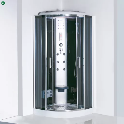 Vital Black 90x90 cm íves hidromasszázs zuhanykabin