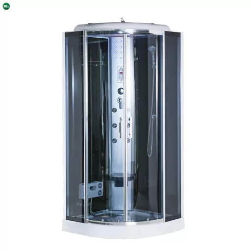 Vital Black 90x90 cm íves hidromasszázs zuhanykabin