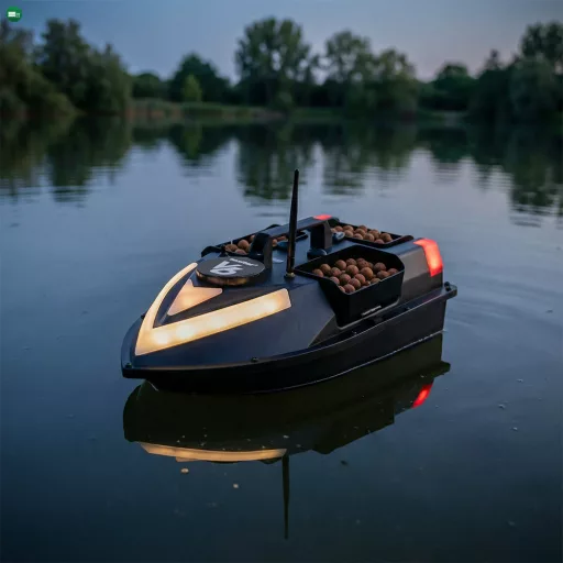 Etetőhajó V6 GPS 3 tartályos hátra és oldalkidobós fekete