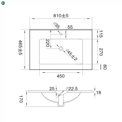 Flat Design mosdó 18x81x46 cm