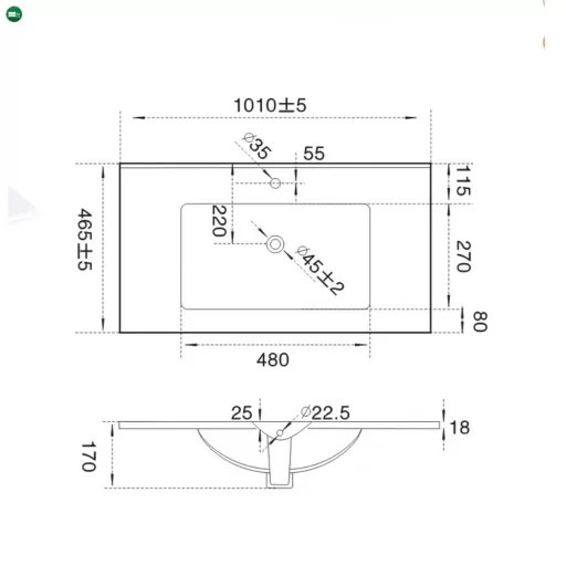 Flat Design mosdó 18x100x46 cm