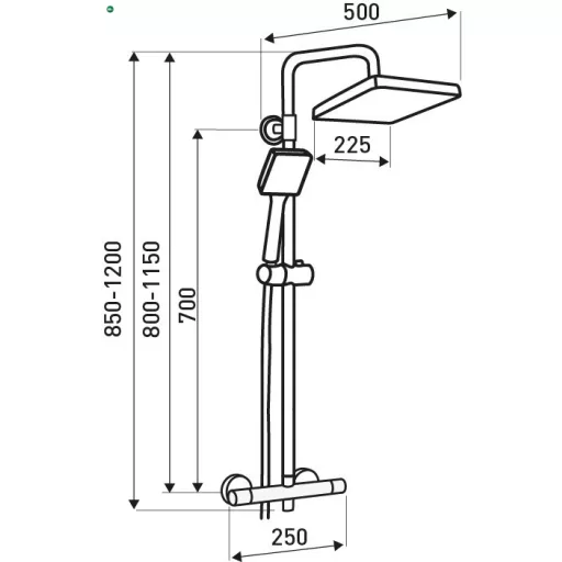 Vesuvio BL fekete zuhanyszett termosztátos csapteleppel