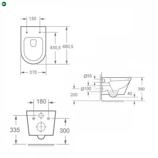 Ride fali, rimless WC soft close ülőkével
