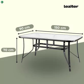 Canillo fémvázas üveg kerti asztal