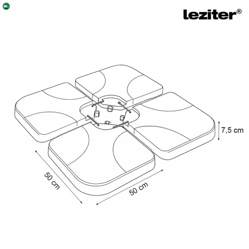 Napernyőtalp 4x15 L