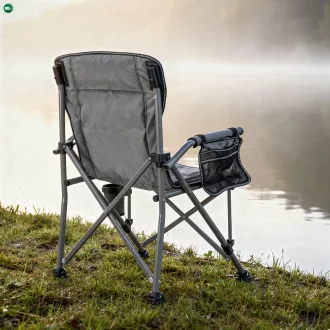   Leziter Comfort Plus karfás horgász szék pohártartóval szürke