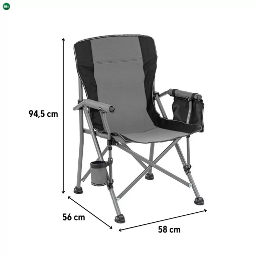 Leziter Comfort Plus karfás horgász szék pohártartóval szürke