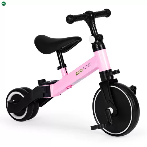 Tricikli tolókarral 2 az 1-ben rózsaszín