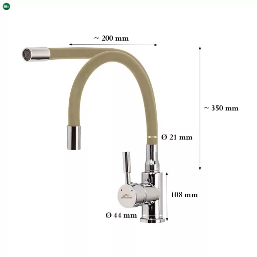 Corin álló mosogató csaptelep flexibilis kifolyócsővel bézs