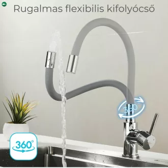   Corin álló mosogató csaptelep flexibilis kifolyócsővel szürke
