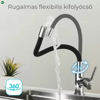   Corin álló mosogató csaptelep flexibilis kifolyócsővel fekete