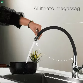   Corin álló mosogató csaptelep flexibilis kifolyócsővel fekete