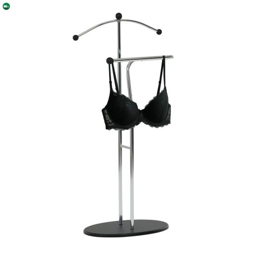 Szobainas króm/fekete színben. Magasság 110 cm, tömör gumifa alap, fekete pácolás, krómozott fém