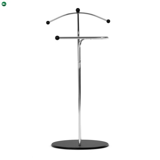 Szobainas króm/fekete színben. Magasság 110 cm, tömör gumifa alap, fekete pácolás, krómozott fém
