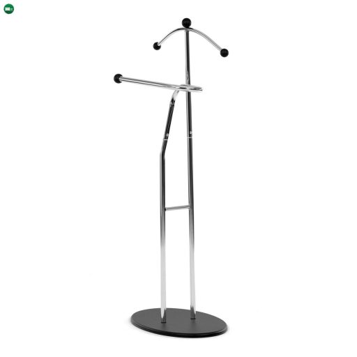 Szobainas króm/fekete színben. Magasság 110 cm, tömör gumifa alap, fekete pácolás, krómozott fém