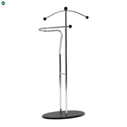 Szobainas króm/fekete színben. Magasság 110 cm, tömör gumifa alap, fekete pácolás, krómozott fém