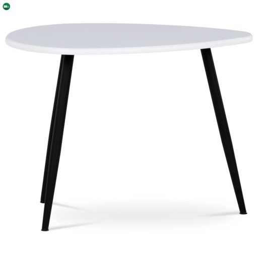 Modern Dohányzóasztal Matt Fehér Színben, Fekete Fém Lábbal AF-3011