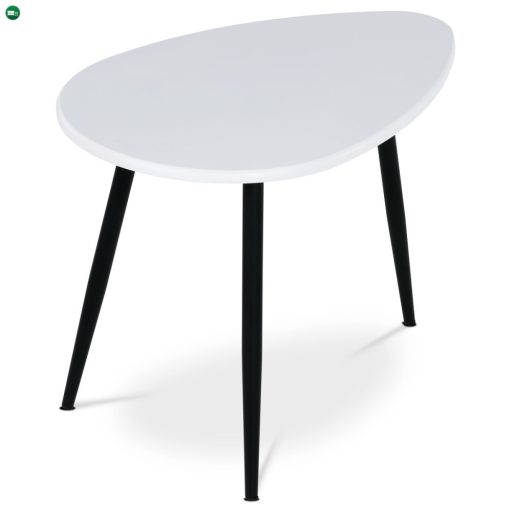 Modern Dohányzóasztal Matt Fehér Színben, Fekete Fém Lábbal AF-3011