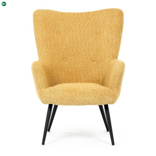 Sárga Füles Fotel Fekete Fém Lábbal