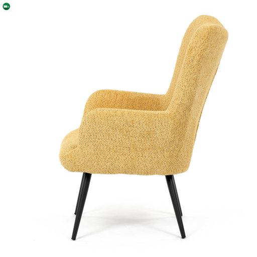Sárga Füles Fotel Fekete Fém Lábbal