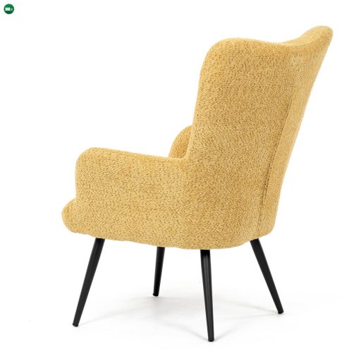 Sárga Füles Fotel Fekete Fém Lábbal