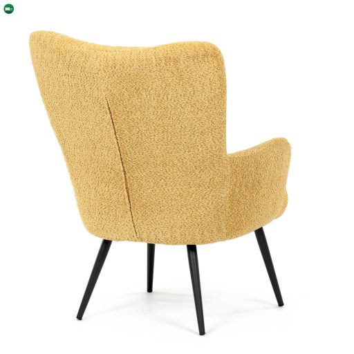 Sárga Füles Fotel Fekete Fém Lábbal