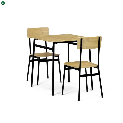 Étkezőgarnitúra (1+2), MDF, Tölgy dekor, fekete fém váz