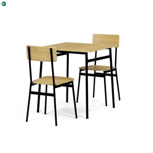 Étkezőgarnitúra (1+2), MDF, Tölgy dekor, fekete fém váz