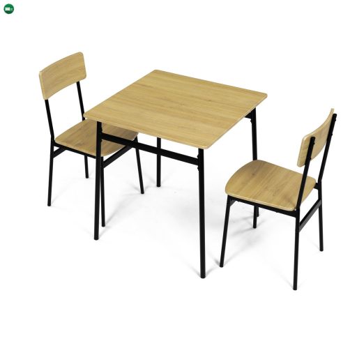 Étkezőgarnitúra (1+2), MDF, Tölgy dekor, fekete fém váz