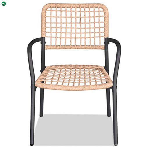 Kerti garnitúra 1+2, asztal 60x60, székek műrattan szín natúr, fém antracit