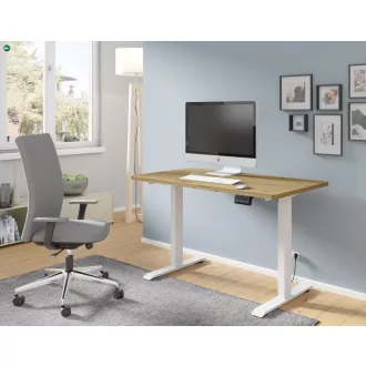   BIMotion iroda-/gamerasztal, elektromosan állítható magassággal, intelligens vezérlővel, artisan tölgy színben, fehér lábakkal 120x65