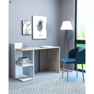   Íróasztal könyvespolccal, artisan tölgy/fehér színben PACO