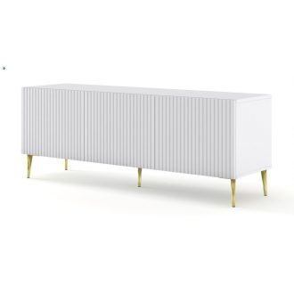   RAVENNA TV ÁLLVÁNY 150 CM, MATT FEHÉR, ARANY LÁBAKKAL RAVENNA B TV STAND 3D