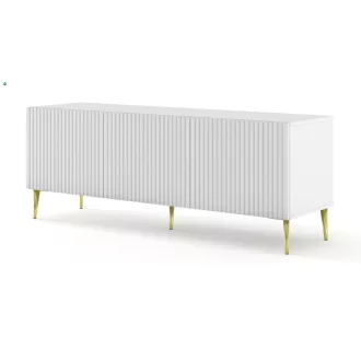   RAVENNA TV ÁLLVÁNY 150 CM, MATT FEHÉR, ARANY LÁBAKKAL RAVENNA B TV STAND 3D